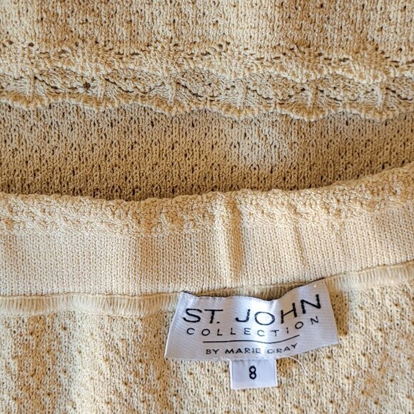 St. John Collection Long Boucle Knit Skirt Size 8 Light Yellow-Cream Color - Picture 7 of 13